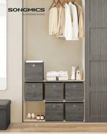 SONGMICS Storage Cubes, Set Of 6 Storage Bins With Handles, Foldable Oxford Fabric And Non-Woven Fabric Storage Boxes, 11.8x11.8x11.8 Inches, Fit Cube Storage Unit - 灰色 - 查看 1