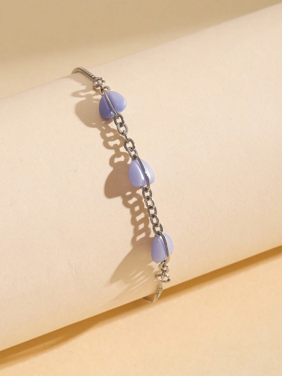 1 chiếc Vòng tay trái tim Cubic Zirconia khảm đồng - Mạ bạch kim, Trang sức thời trang dành cho phụ nữ - Nhiều màu - Xem 1