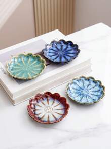 1 szt. Ceramiczna taca do przechowywania, Nordic Creative Reactive Glaze w stylu japońskim, wysokiej klasy, elegancka, gradientowa, płaska miska w kształcie kwiatu lotosu, odpowiednia do hoteli, sklepów jubilerskich, restauracji, biur, wystaw, kuchni, salonów, łazienek, wystroju wnętrz, biżuterii, akcesoriów do włosów, artykułów codziennego użytku, zapachów, mydła, powrotu do szkoły