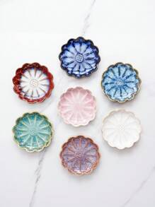 1 szt. Ceramiczna taca do przechowywania, Nordic Creative Reactive Glaze w stylu japońskim, wysokiej klasy, elegancka, gradientowa, płaska miska w kształcie kwiatu lotosu, odpowiednia do hoteli, sklepów jubilerskich, restauracji, biur, wystaw, kuchni, salonów, łazienek, wystroju wnętrz, biżuterii, akcesoriów do włosów, artykułów codziennego użytku, zapachów, mydła, powrotu do szkoły