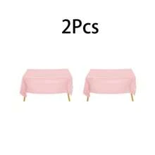 5pcs/Set Disposable Party Tablecloth PE Plastic Watermelon Pink Plain Table Cover For Birthday Sweet Dessert Bar, Party Decorations,Christmas - Deep Pink - View 6
