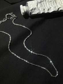 1pc S925 Sterling Silver Starry Sky Shiny Scales Necklace For Women, New Design, Simple & Unique, High-End, Versatile, Delicate Choker Necklace, Fashionable Gift