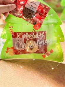 5 Túi đựng hình cây thông Noel sáng tạo, đồ ăn nhẹ Giáng sinh, bánh quy, kẹo, túi quà trái cây hòa bình, món quà Giáng sinh ấm áp, làm quà tặng cho bạn bè và gia đình. - màu xanh lá - Xem 3
