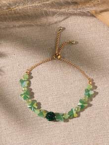 1 件时尚 INS 风格水晶和玻璃串珠蝴蝶可调节女士手链 - 彩色 - 查看 13