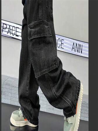 Tween Boy 2024 New Spring/Autumn Tween Boy Pants, Loose Wide Leg Trousers