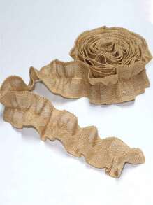 4pcs-Christmas Tree Ribbon Garland Rough Linen Ribbon Garland 26.2ft (Approx.8m),Rustic Farmhouse Country Christmas Tree Decoration,Neutral Natural Jute Rough Linen Fabric,Vintage Home Decor Wedding DIY Crafts,Christmas - Brown - View 3