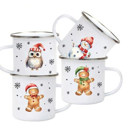 1pc Christmas Cocoa Mug, Enamel Cup, Coffee Cup, Christmas Eve Gift, Christmas Stocking Stuffer, Gift Box Idea, Christmas Party Cup