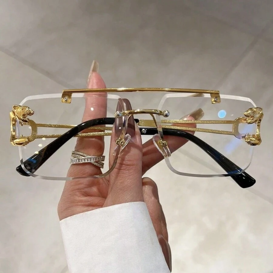 优雅 1 对女士动物装饰顶条无框波西米亚风时尚眼镜，适合日常生活和装饰 女士海滩配饰眼镜遮阳镜 女士海滩配饰眼镜遮阳镜 - 無色 - 查看 1