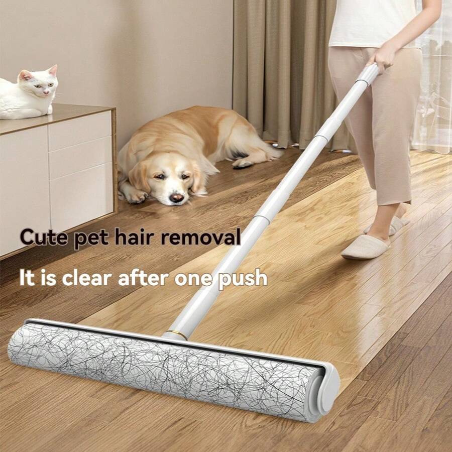 1pc Refillable Lint Roller With Extra Long Handle And Large Adhesive Roll For Pet Hair Removal
