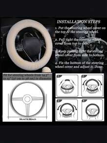 Bọc vô lăng giả lông thỏ 15 inch, bảo vệ vô lăng bằng cao su chống trượt, phù hợp cho ô tô, SUV, xe tải, chất liệu mềm mại, thoải mái, phụ kiện nội thất ô tô unisex, bọc vô lăng ấm áp mùa đông. - Màu be - Xem 4