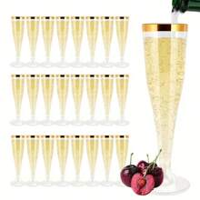 10个可重复使用的透明香槟杯，适用于派对、婚礼、庆典、婚庆和生日用品，以及家居和派对装饰 - 彩色 - 查看 2