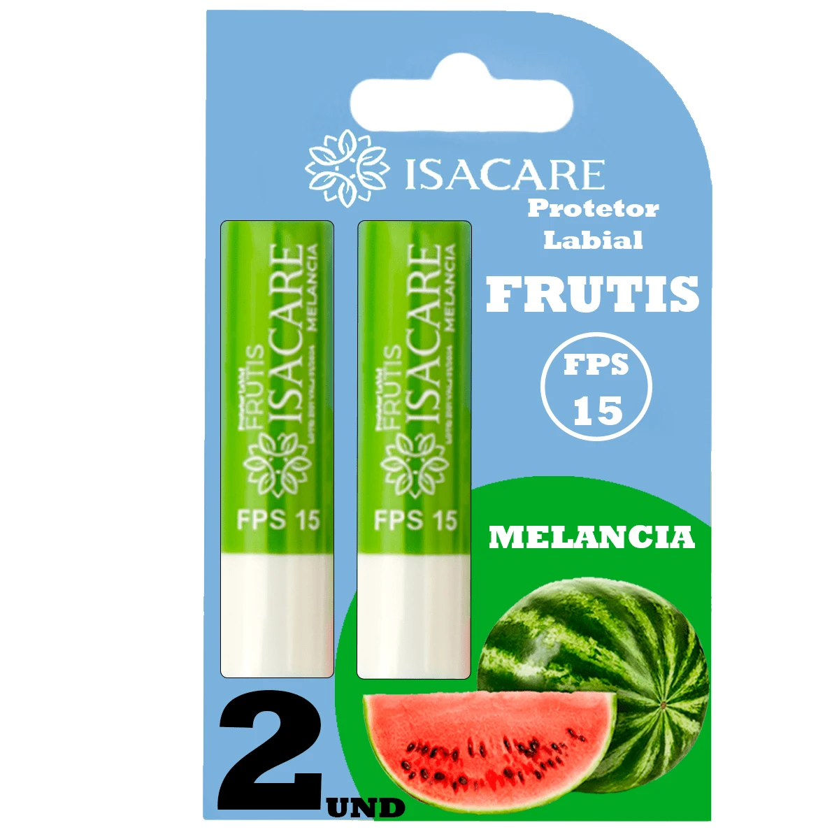 Kit 2 Isacare Lip Sunscreen Moisturizing Lip Balm Lipstick SPF 15 3.5g - Melancia - 查看 1