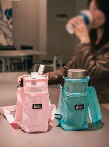 1pc Water Bottle Carrier Bag With Mesh Strap, Adjustable Shoulder Strap For Holding , Sports Water Bottles, Tumblers (Cup Not Included) - Multicolor - View 10