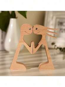 Couple's Wooden Statue With Love Hearth Small Decor Great Sculpture With Message Of Love Handicraft Decoration Dropsh - GPL00121 - 查看 3