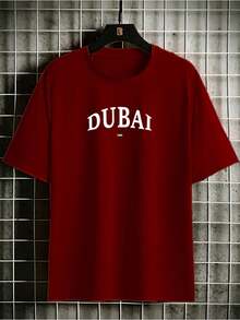 Dubai Cotton Printed T-Shirt For Men Unisex Promotion Shirt - Màu Tím - Xem 1