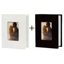 Álbum de fotos de boda de lona elegante de 6 pulgadas, con 100 bolsillos - Ideal para aniversarios, graduaciones, recuerdos de fiestas - Hermosa tela cubierta, disponible en blanco, rojo, negro, beige, gris, azul, gran regalo de cumpleaños - Multicolor - Ver 12