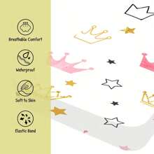 1pc Cartoon Newborn Waterproof Soft And Breathable Baby Crib Sheet, Comfortable And Skin-Friendly For Daily Use - Multicolor - View 4