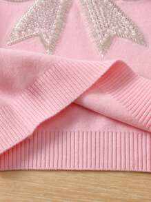 女孩年轻女孩可爱蝴蝶针织套头衫，适合春/秋/冬日常穿着 - 粉色 - 查看 7