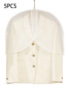 1件/5件/10件/20件衣服防尘罩 居家衣柜挂衣大衣西装防尘罩 PEVA材质 透明 半身防尘罩
