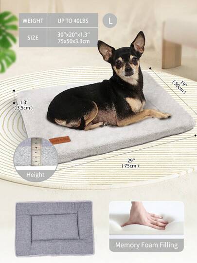 1PC High Resilience Foam Dog Bed Reversible (Cool & Warm) Crate Pad Mat, Cat Foam Soft Mat Pad, Pet Sleeping Bed Mat For Crate, Easy Maintenance Dog Mattress, Dog Machine Washable Crate Beds Suitable For Small Medium And Large Dogs And Cats Breeds
