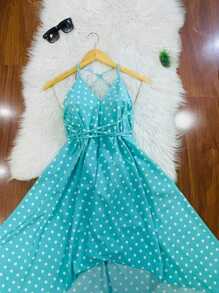 RAW CLOTHING New Dress With Polka Dots - 水鴨藍 - 查看 2