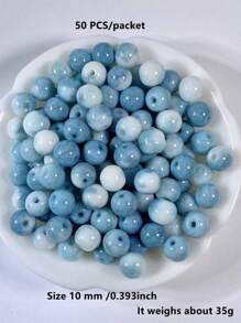 50pcs/Pack 8mm Exquisite Water-Dyed Ceramic, Crackle Glaze, Gradient Dragon Print Glass Beads For DIY Jewelry Making Bracelet & Necklace - 50pcs/pack Porcelain Beads - View 4