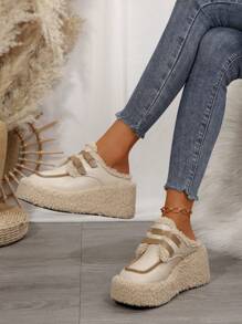 Grube, klinowe, puszyste, wsuwane kapcie dla kobiet, ciepłe buty do noszenia wewnątrz i na zewnątrz na jesień i zimę