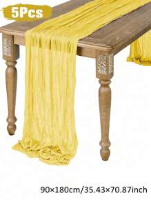 1 cái/5 cái khăn trải bàn xếp ly màu vàng 90*180cm, 1 cái 90*340cm, khăn trải bàn gấp gọn, khăn trải bàn trang trí, thích hợp cho các dịp lễ, sinh nhật, đám cưới, lễ hội, Halloween, Giáng sinh, năm mới 2025, trang trí bàn ăn, phòng tiệc tại nhà, khăn trải bàn, khăn trải bàn trang trí. - Màu vàng - Xem 5