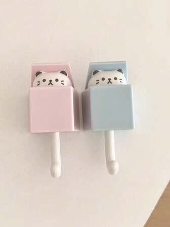 1 st Ny tecknad söt kreativ kattdesign sömlös väggkrok, för sovrum, vardagsrum och kök Dekorativa hängare, kan hänga nycklar, hattar, halsdukar, rockar, små väskor, paraplyer, rekommendation för maximal vikt 1 kg, multifunktionell krok