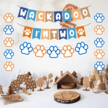 蓝狗 2 岁生日横幅，Wackadoo 我两岁横幅，蓝狗生日装饰蓝色派对装饰 2 岁生日礼物，圣诞节 - 彩色 - 查看 2