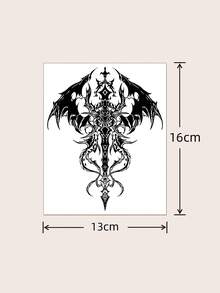 1 hình xăm tạm thời chống nước và chống trầy xước, thiết kế cánh rồng đen giả, phù hợp cho nam và nữ, dùng cho tay, chân và sử dụng hàng ngày - Xám - Xem 5