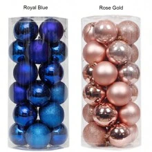 24pcs 1.18in/3cm & 2.36in/6cm Plastic Round Shiny Ornament Balls, Christmas Decorations For Home Use Best Gifts Birthday