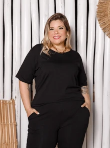 Women's Day Set Straight Pants Short Sleeve Blouse Plus Size