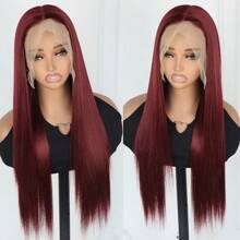 Orange Color Lace Front Wigs Synthetic Pre Plucked Free Part Wine Red Burgundy Long Silky Straight Green Hair 13x6 HD Lace Frontal Replacement Wigs Ice Pink Glueless 180% Density 26 Inches Light Blue 613 Light Blonde Heat Resistant Fiber Half Hand Tied Black Color For Fashion Women Girls Party Vacation Halloween Daily Wear - Màu Đỏ Sâu - Xem 4