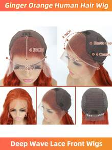Peruca de Cabelo Humano de 32 Polegadas Gengibre, Onda Profunda 13x4 Frente de Laço, Peruca Laranja Gengibre para Mulheres, Densidade de 180%, Peruca Frontal de Laço Transparente de Cabelo Humano Gengibre Cacheado Profundo, 14-32 polegadas, Pré-Desfiado com Cabelo de Bebê