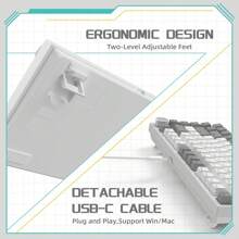 HOOPOND X Ajazz AK820 Mechanical Keyboard With CNC Knob Control,75% ANSI Layout,81Keys Gasket Mount Wired Gaming Keyboard,5 Sound Absorbing Foam,Hot-Swap Switches,White Backlit,For PC - 灰色/白色&AS紅色開關 - 查看 3