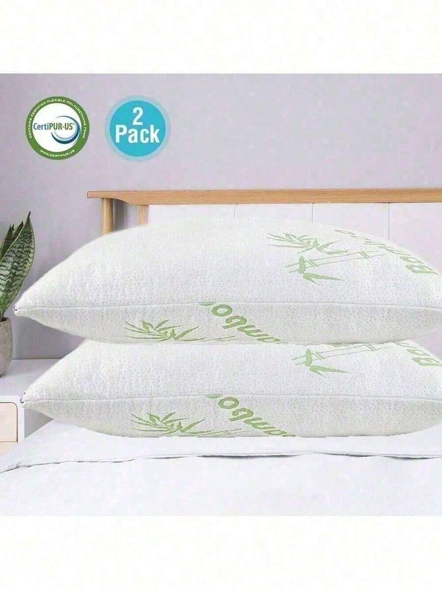 Shredded Memory Foam Fill Bamboo Fiber Bed Pillow Moldable Breathable