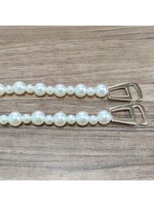 1 Set Of 2pcs High-End Everyday Pearl Perforated Sandals Chain Accessory, Detachable Pearl Resin Chain, Random Quantity Of Pearls