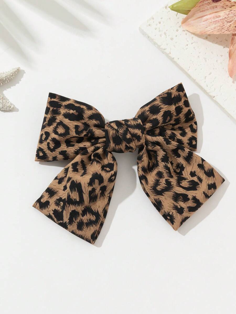 1pc Elegant & Cute Leopard Bow Hair Clip Hairpin - Multicolor - View 1