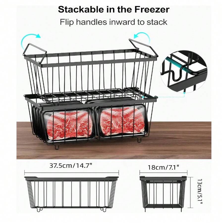 4 Pack Chest Freezer Organizer Stackable Freezer Organizer Bins For