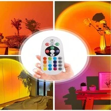 16 Color USB LED Sunset Spotlight, With Remote Control USB Light ABS Floodlight, Suitable For Home Decor Living Room, Halloween, Christmas, Wedding Decorations, Desk Accessories, Travel, Camping, Parties, And The Perfect Christmas Gift.