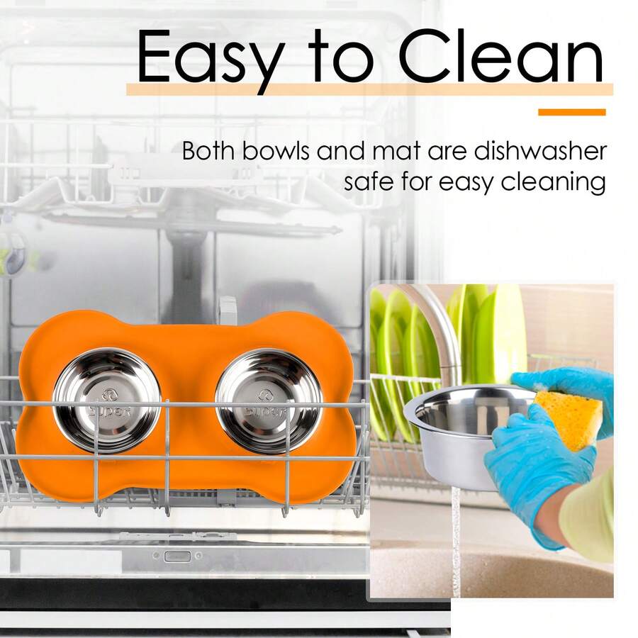 SUPERDESIGN Dog Bowls 2 Stainless Steel Puppies Bowl With No Spill Non