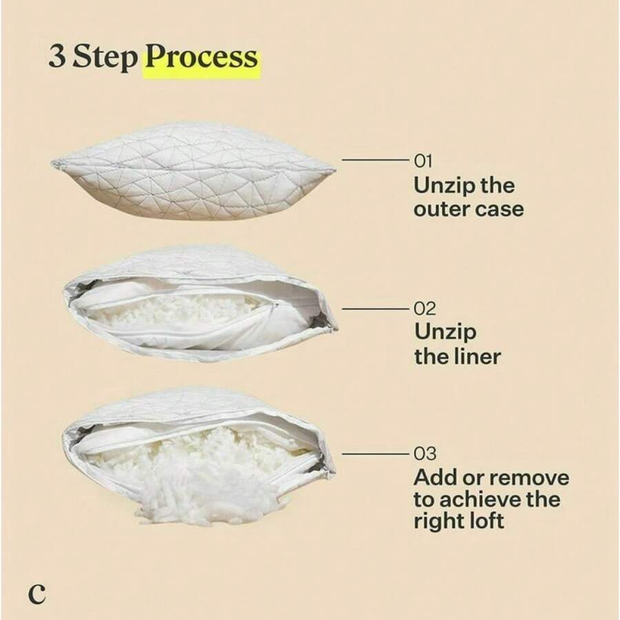 Coop Home Goods Premium Adjustable Loft Pillow Cross Cut Memory Foam