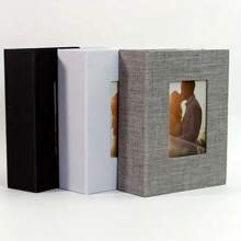 Álbum de fotos de boda de lona elegante de 6 pulgadas, con 100 bolsillos - Ideal para aniversarios, graduaciones, recuerdos de fiestas - Hermosa tela cubierta, disponible en blanco, rojo, negro, beige, gris, azul, gran regalo de cumpleaños - Multicolor - Ver 7