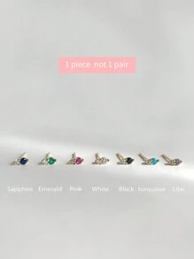 1件 16G 925纯银双石内螺纹唇钉 | 生日石耳骨耳环 | 低过敏性黄金耳骨钉 | 扁平唇环 | 适合女性日常佩戴 - 彩色 - 查看 4