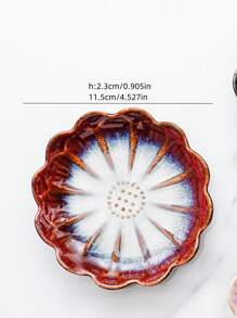 1 szt. Ceramiczna taca do przechowywania, Nordic Creative Reactive Glaze w stylu japońskim, wysokiej klasy, elegancka, gradientowa, płaska miska w kształcie kwiatu lotosu, odpowiednia do hoteli, sklepów jubilerskich, restauracji, biur, wystaw, kuchni, salonów, łazienek, wystroju wnętrz, biżuterii, akcesoriów do włosów, artykułów codziennego użytku, zapachów, mydła, powrotu do szkoły