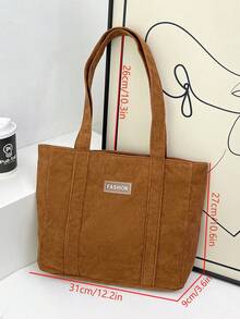 小众设计条纹天鹅绒大包2025新款单肩腋下包奢华休闲女包复古托特包 - 棕色 - 查看 2