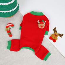 1 件圣诞节四腿天鹅绒衣服加厚极地天鹅绒面料狗衣服圣诞节宠物狗节日服装 - 彩色 - 查看 9