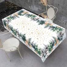 1 bộ đồ trang trí Giáng sinh bao gồm Rừng thông, Nhà gỗ, Khăn trải bàn in hình bông tuyết, Đồ trang trí bàn ăn, Khăn trải bàn hình chữ nhật trừu tượng cho buổi dã ngoại hoặc tiệc ngày lễ Đồ trang trí Giáng sinh, Đồ dùng cho tiệc Giáng sinh - Nhiều màu - Xem 6