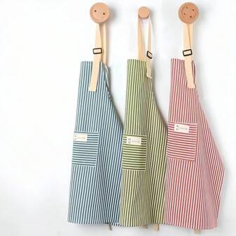 1PC/2pcs Cooking Kitchen Colorful Striped Apron, Adjustable Cooking Apron For Men And Women, Home Simple Style Apron, Chef Waiter BBQ Barber Adult Pocket Apron, Kitchen Supplies, Machine Wash Cooking Apron